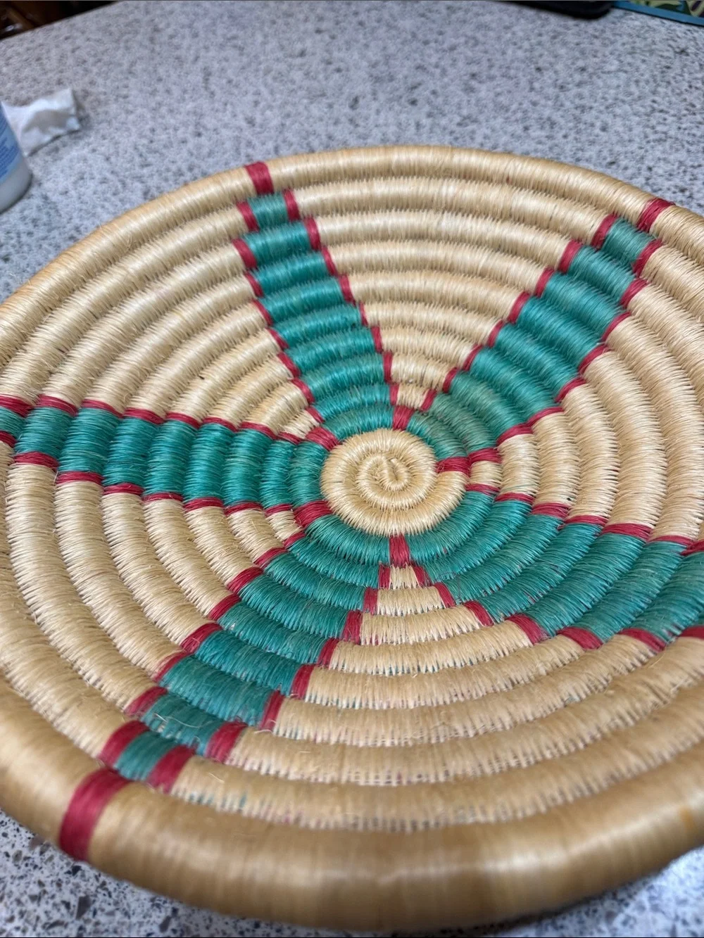 Handwoven Decorative Woven Bowl - Gold and Green by
